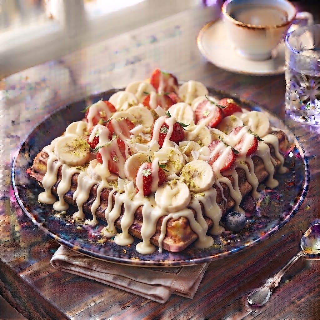 Beyaz Çikolatalı Muz & Çilek Waffle
